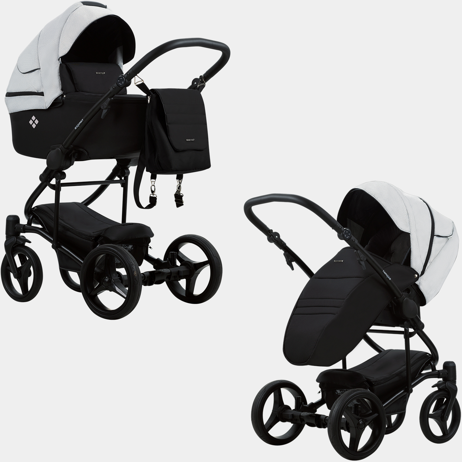 

Детская коляска 2 в 1 Bebetto Torino TEX 02/серый, черный/рама черная, Torino TEX