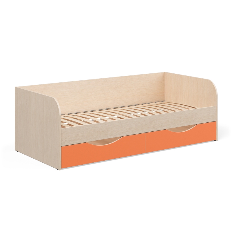 Одноярусная кровать Seven dreams Belden с ящиками цвет дуб млечный оранжевый