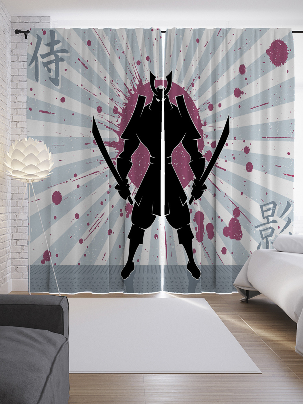 

Шторы с фотопечатью "Разъяренный самурай" из сатена, 290х265 см