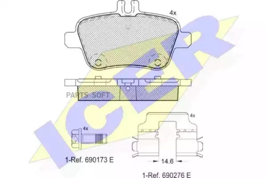 

Колодки Задние Mb A-W176/ B-W246/W264/ Cla-C117/ Gla-X156 Slkr172 Icer 182039 Icer арт. 18