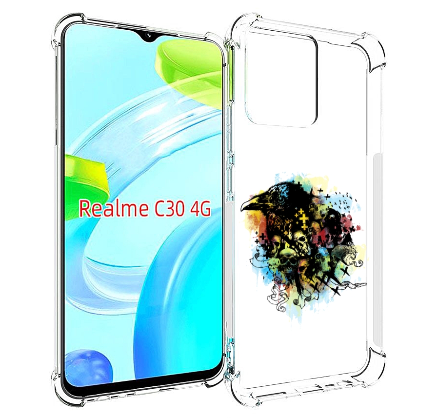 

Чехол MyPads ворон и черепа для Realme C30 4G / Narzo 50i Prime, Прозрачный, Tocco