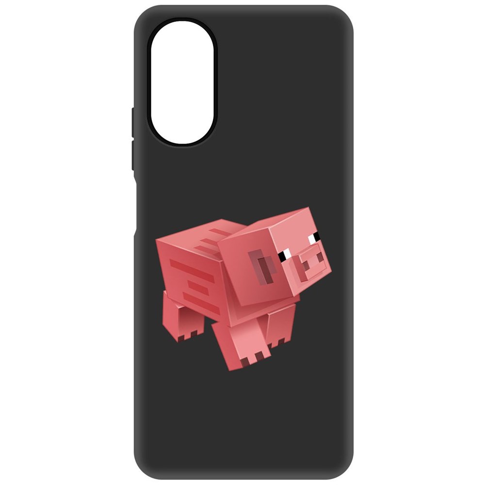 

Чехол-накладка Софт Minecraft-Свинка для Oppo A17, Черный