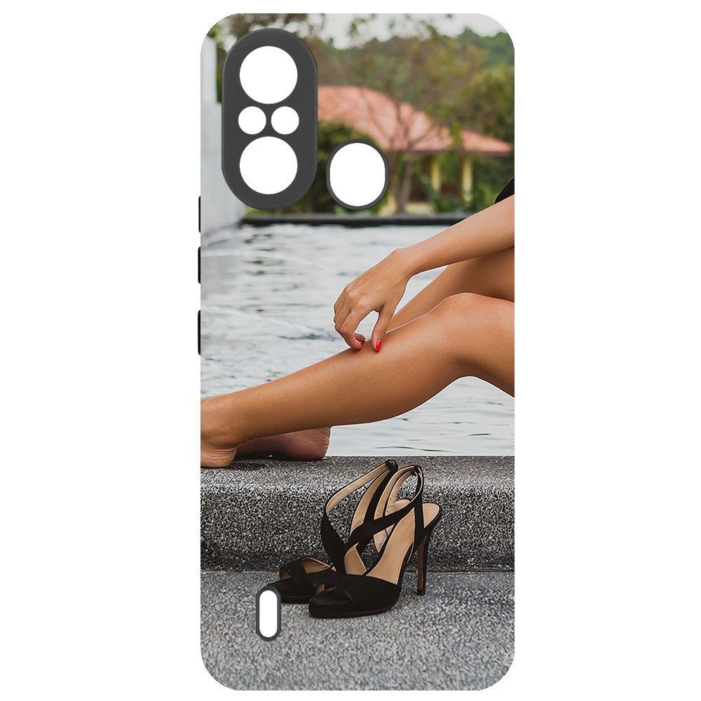 фото Чехол-накладка krutoff soft case босоножки женские для itel a49 черный
