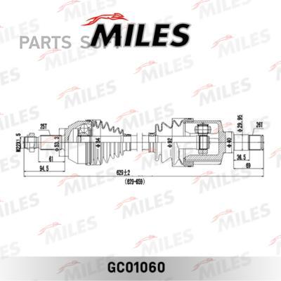 

MILES GC01060 Привод в сборе левый FORD TRANSIT CONNECT 02- (GKN 305035) GC01060