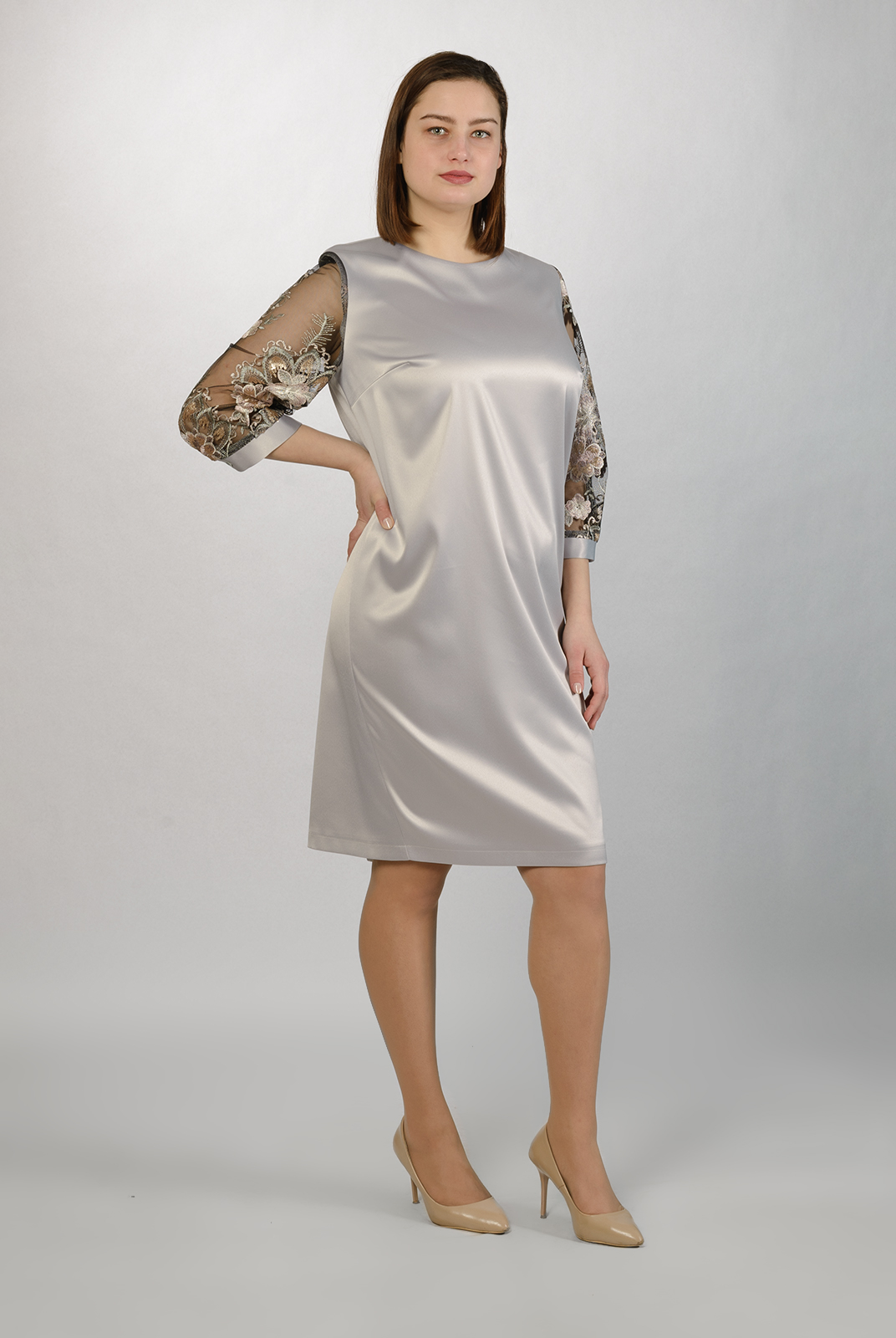 Платье женское Mila Bezgerts 2470АПА серое 52 RU