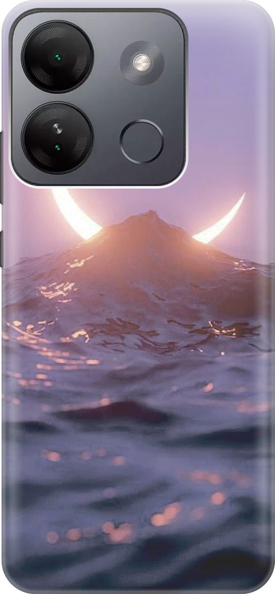 

Силиконовый чехол на Infinix Smart 7 HD "Месяц и море", Желтый;розовый, 159427