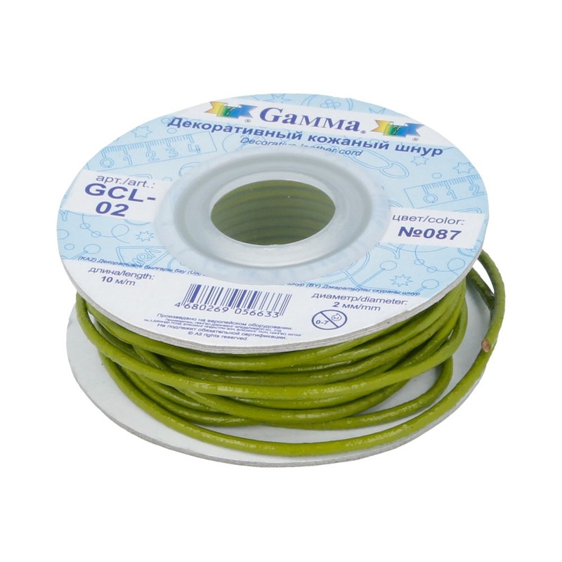 

Gamma 2 мм, кожаный, 10 м, №087, светло-оливковый, Зеленый