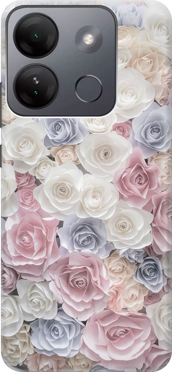 

Силиконовый чехол на Infinix Smart 7 HD "Пастельные розы", Белый;розовый, 159431