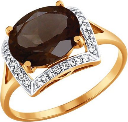 

Кольцо из красного золота р. 18,5 AllTime 713621_s, раухтопаз\фианит, 713621_s