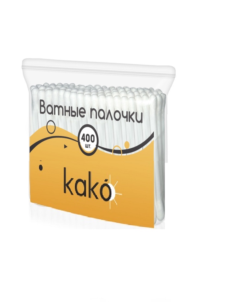 

Палочки ватные KAKO 100% хлопок пакет 400 шт