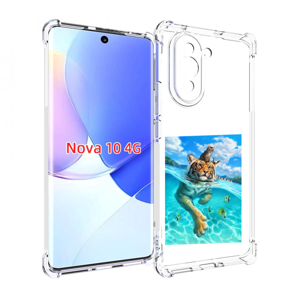

Чехол MyPads Кот-на-тигре для Huawei Nova 10, Прозрачный, Tocco