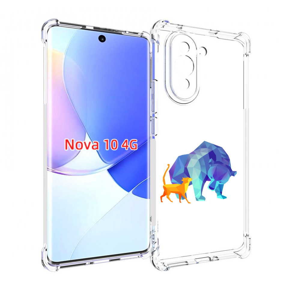 

Чехол MyPads Кот-и-медведь для Huawei Nova 10, Прозрачный, Tocco