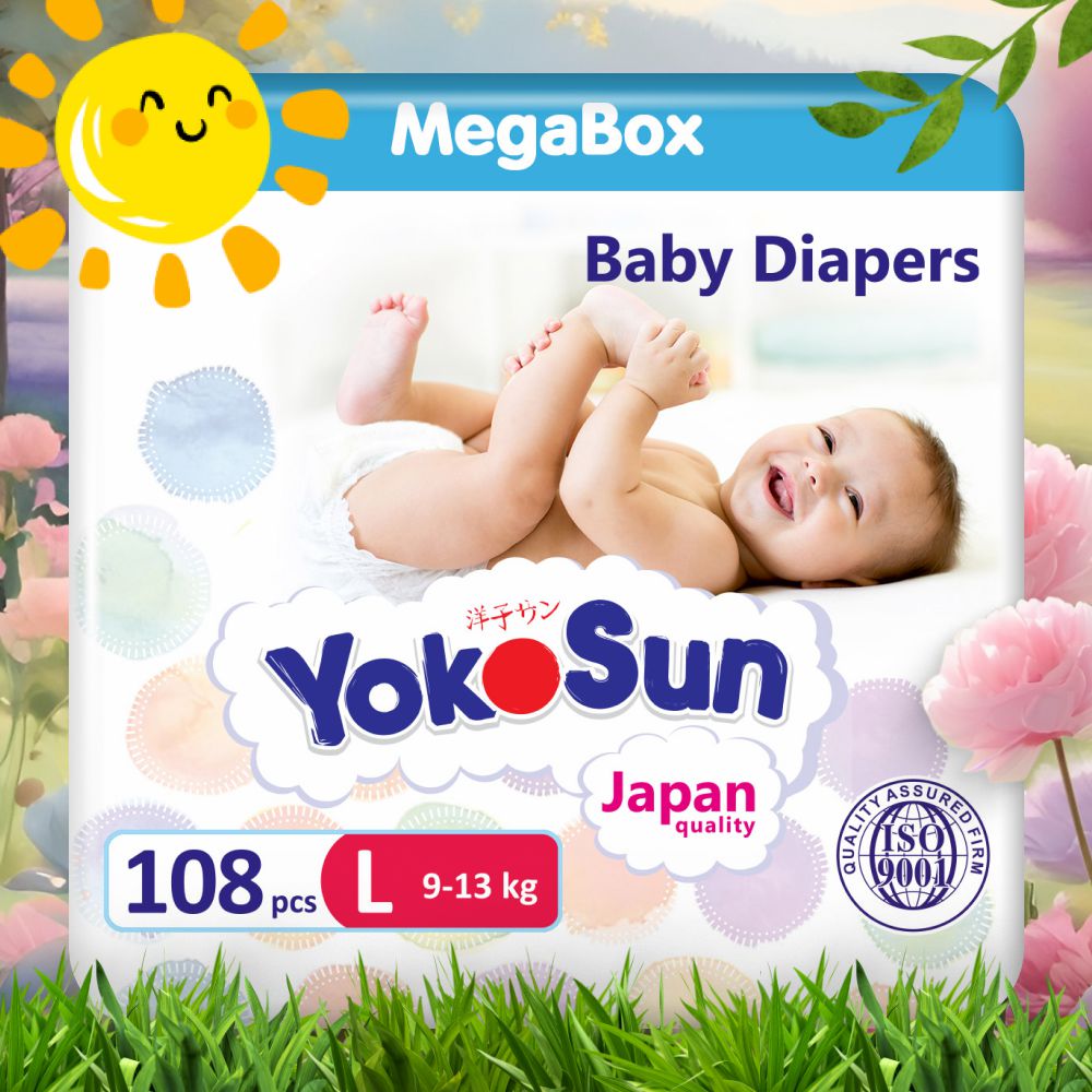 Подгузники детские YokoSun, размер 4/L (9-13 кг), MegaBox 108 шт