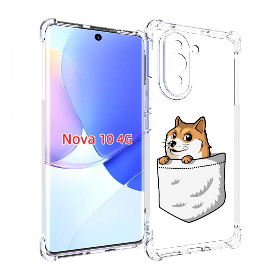 

Чехол MyPads Корги в кармане для Huawei Nova 10, Прозрачный, Tocco