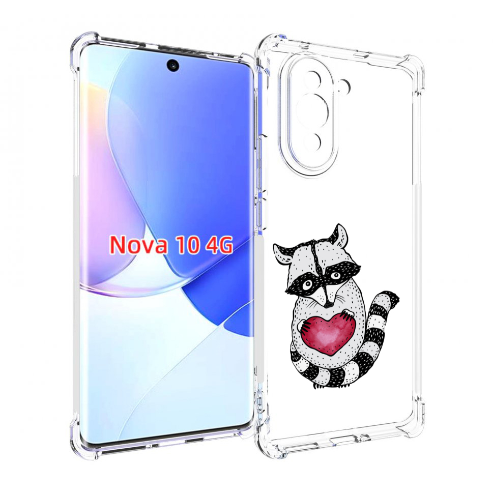 

Чехол MyPads Енот с сердечком для Huawei Nova 10, Прозрачный, Tocco