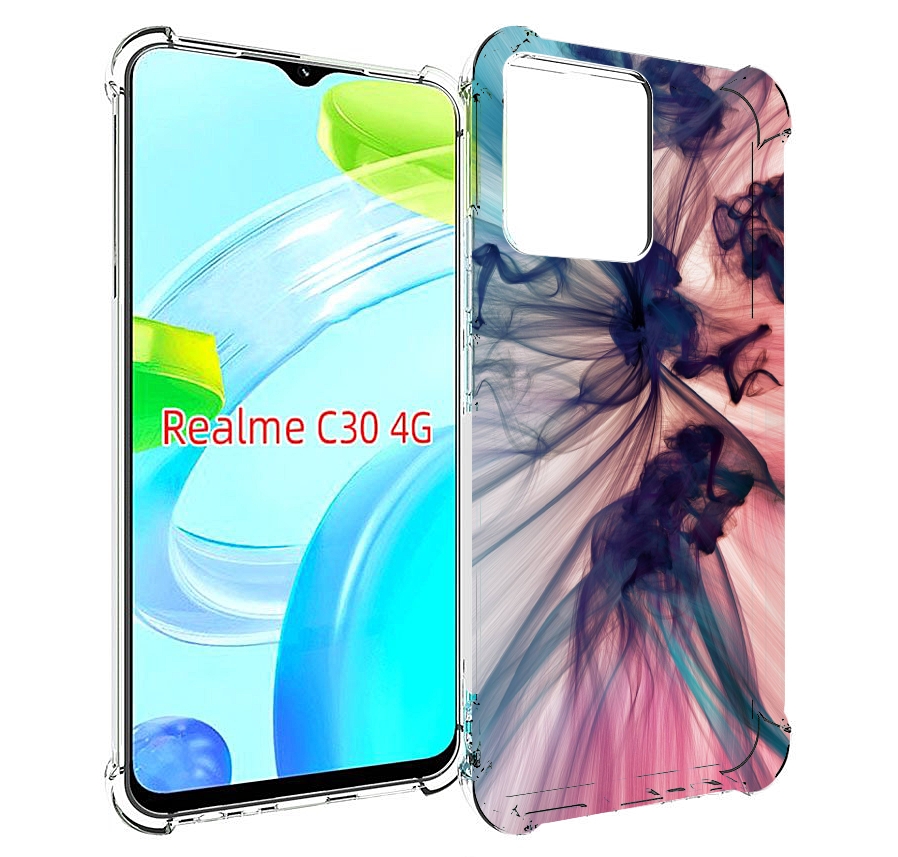 Чехол MyPads разноцветный дым для Realme C30 4G / Narzo 50i Prime