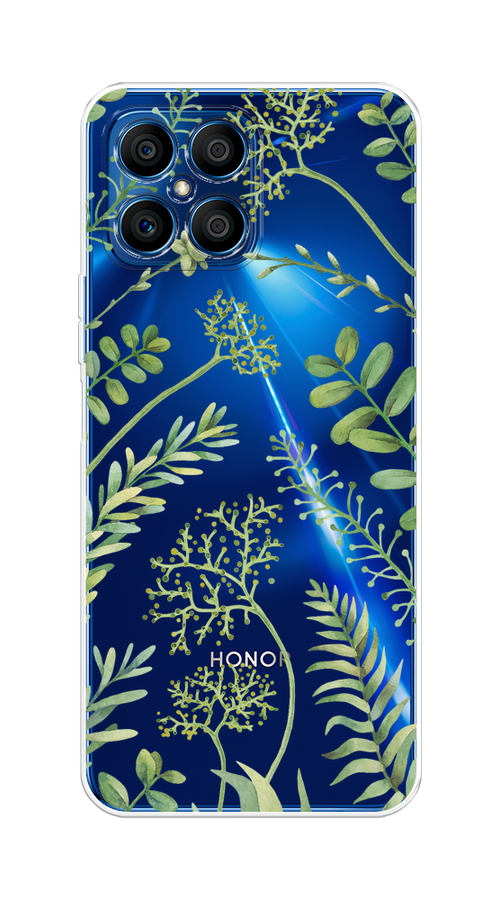 

Чехол на Honor X8 "Green Leaves", Зеленый;прозрачный, 6107650-1