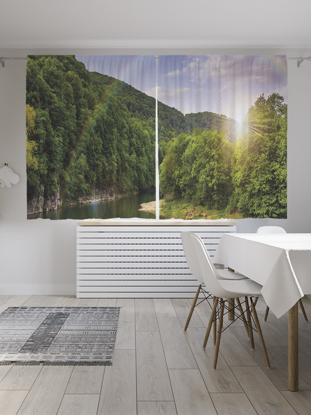 

Классические шторы JoyArty "Радуга на реке", серия Oxford DeLux, 2 полотна 145x180 см, Радуга на реке