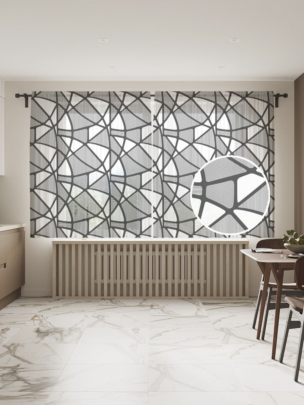 

Фототюль JoyArty "Абстрактный витраж" 145x180см (2 полотна со шторной лентой + 50 крючков), Абстрактный витраж