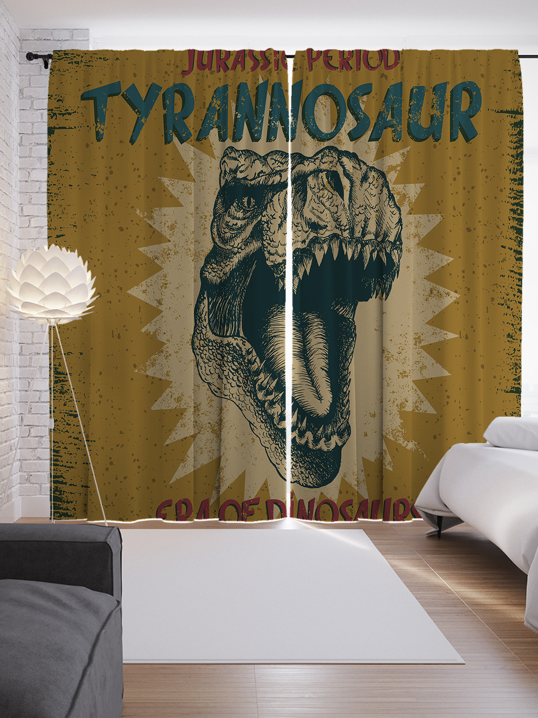 

Шторы с фотопечатью "Винтажный тиранозавр" из сатена, 290х265 см