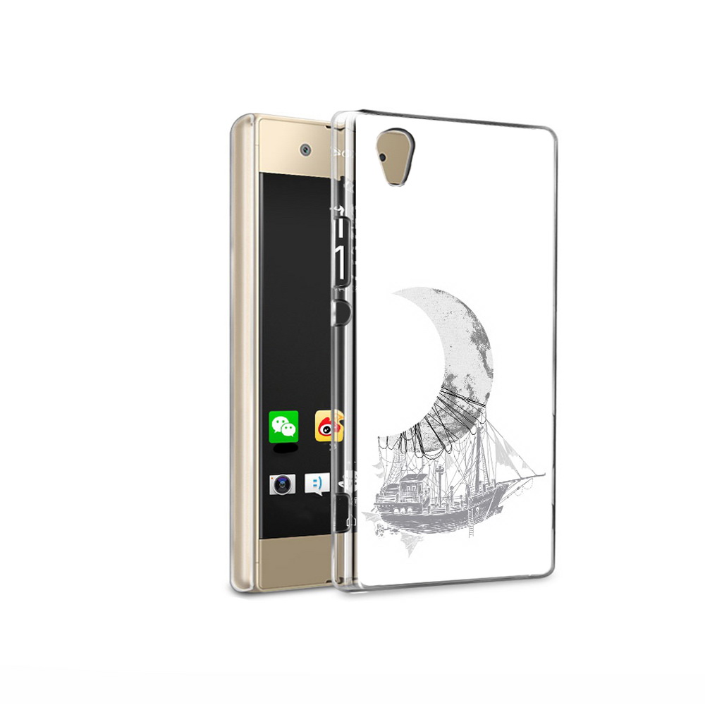 

Чехол MyPads Tocco для Sony Xperia XA1 Ultra черно белый корабль полумесяц, Прозрачный, Tocco