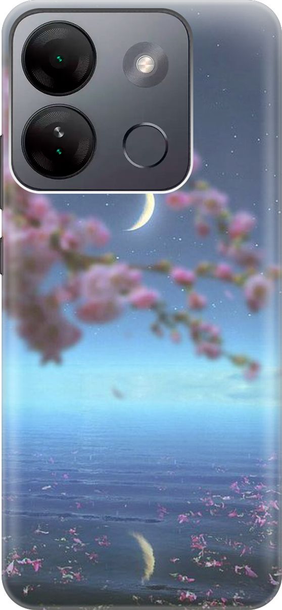 

Силиконовый чехол на Infinix Smart 7 HD "Месяц и сакура", Белый;голубой, 159427
