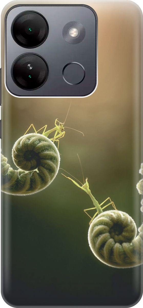 

Силиконовый чехол на Infinix Smart 7 HD "Пара богомолов", Бежевый;зеленый, 159429