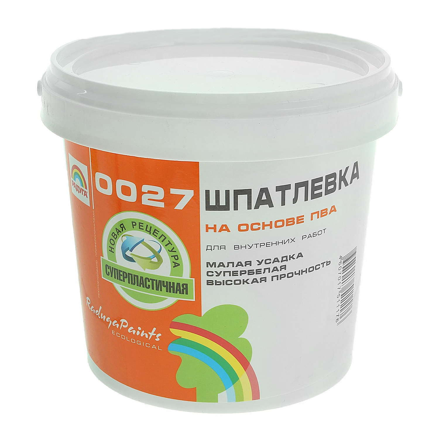 

Шпатлёвка РАДУГА-0027 на основе ПВА 4,5кг, Белый, РАДУГА-0027