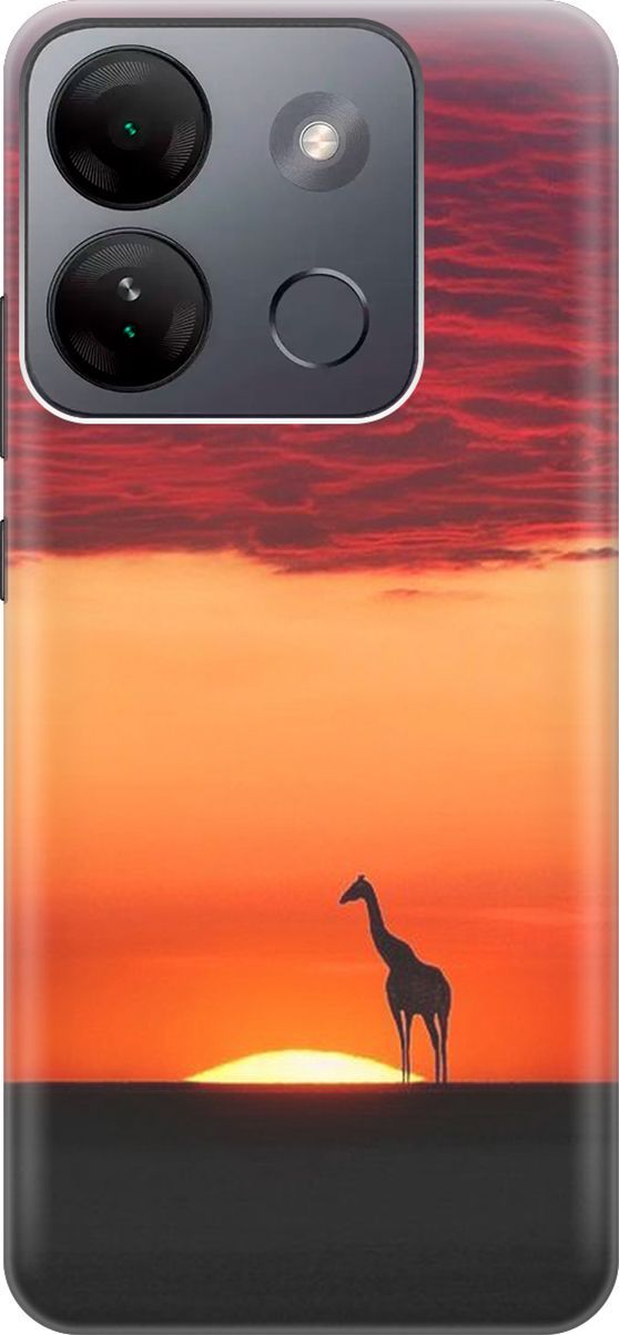 

Силиконовый чехол на Infinix Smart 7 HD "Закатный жираф", Оранжевый;розовый, 159429