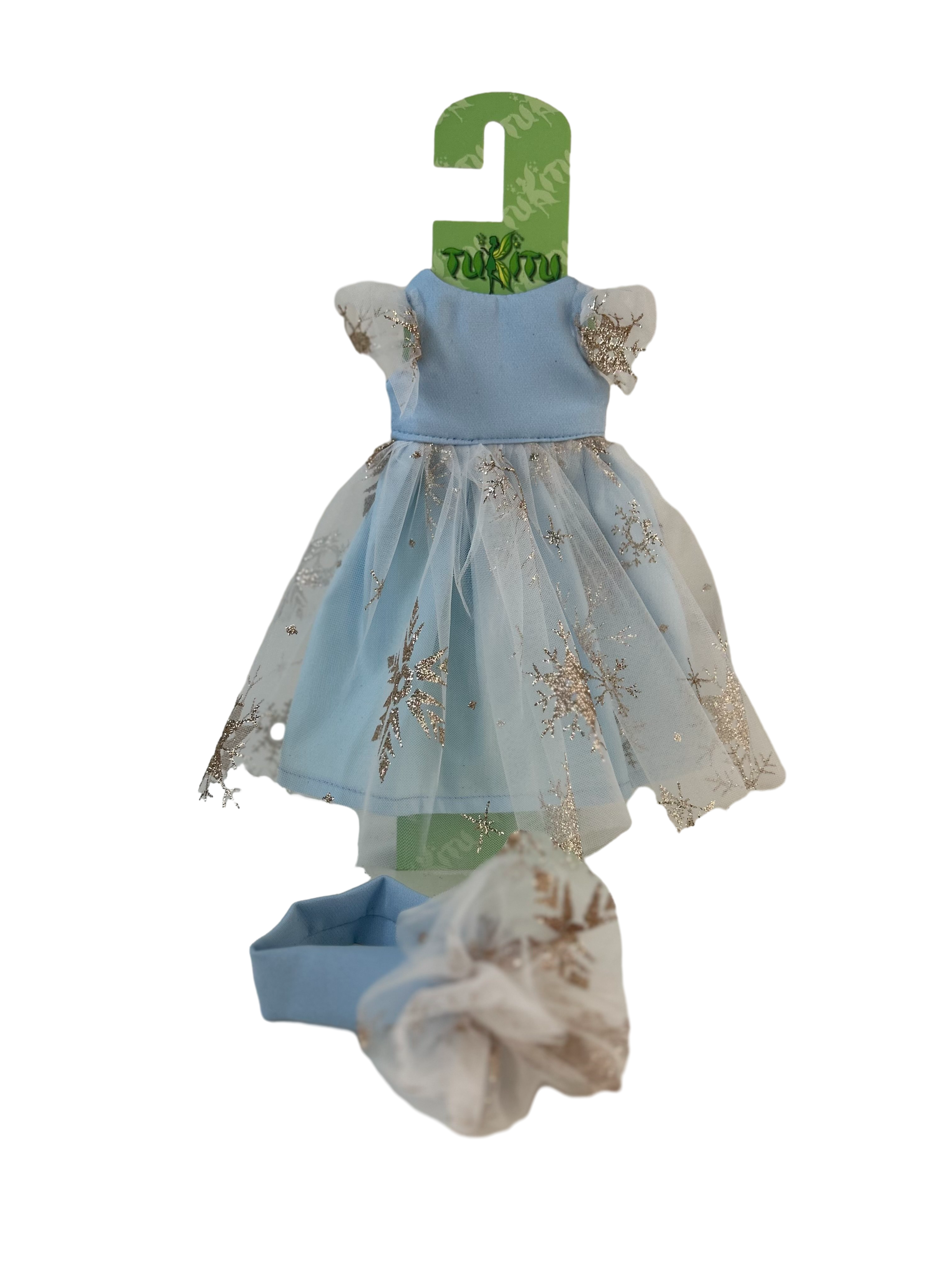 Комплект одежды для кукол TuKiTu Снежинка: платье, бант, талия 13-16 см