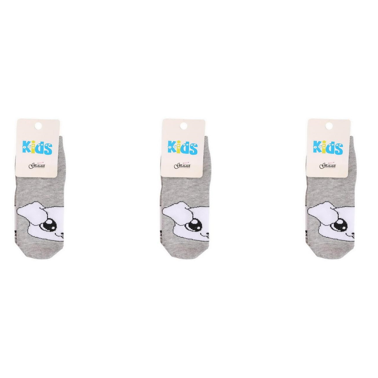 Набор детских носков 3 пары с компьютерным рисунком размер 18-20 светло серый меланж