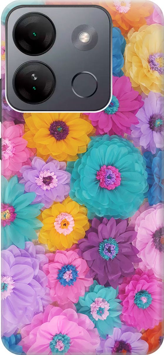 

Силиконовый чехол на Infinix Smart 7 HD "Бумажные цветы", Желтый;зеленый, 159430