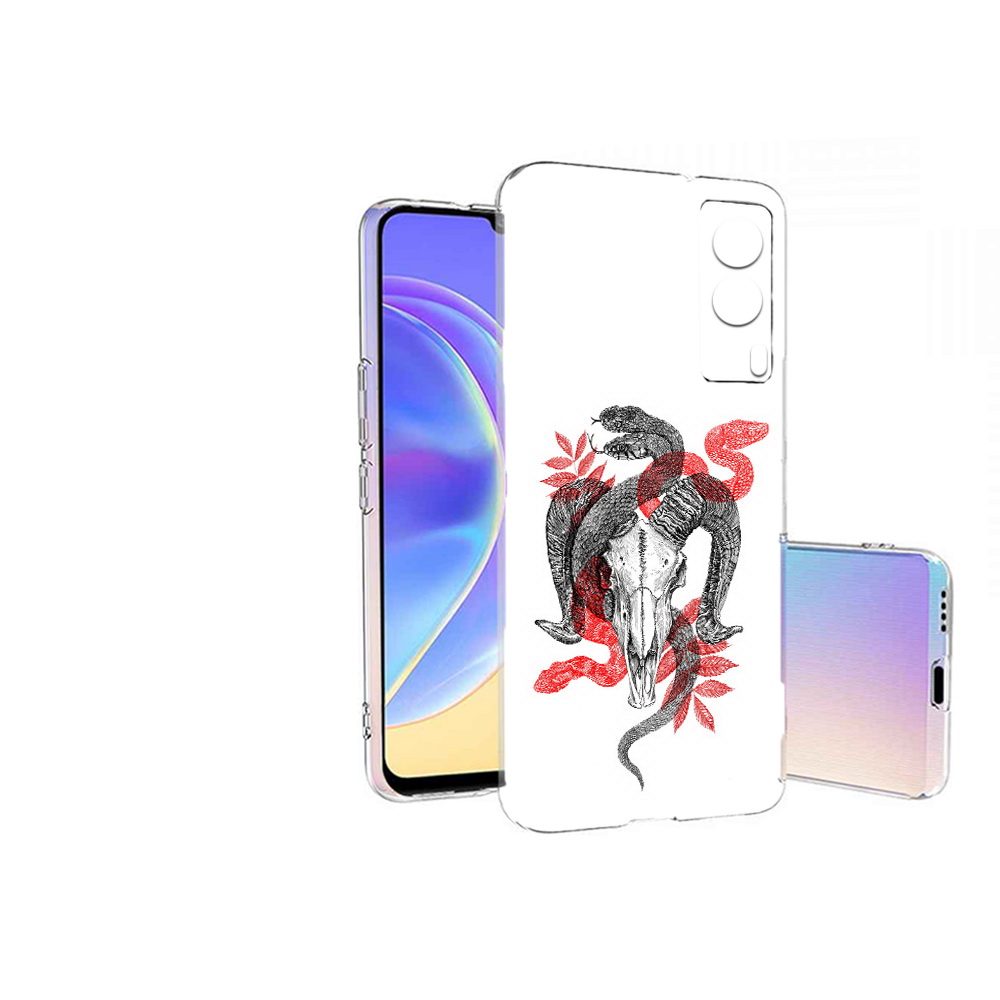 

Чехол MyPads Tocco для Vivo V21E змея в черепе рисунок (PT161736.380.365), Прозрачный, Tocco