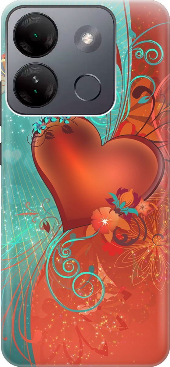 

Силиконовый чехол на Infinix Smart 7 HD "Сердце и бабочка", Зеленый;красный, 159425