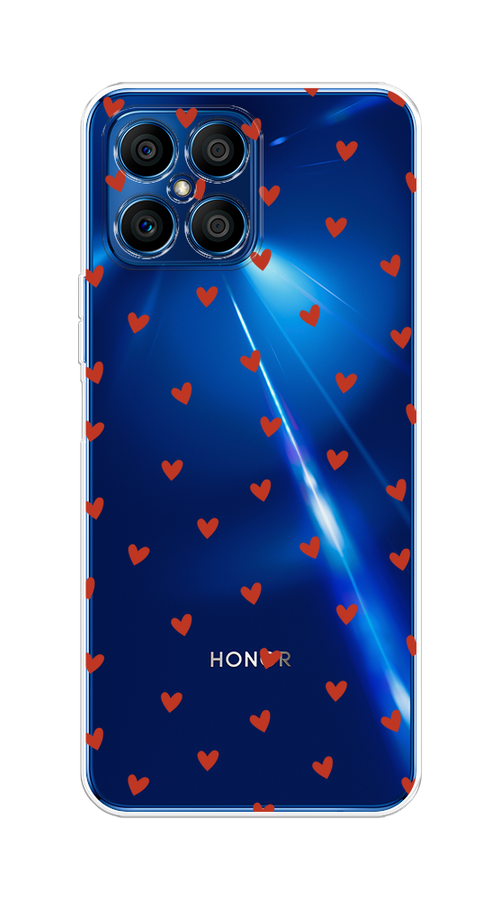 

Чехол на Honor X8 "Red hearts", Красный;прозрачный, 6107650-1