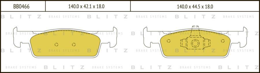 

Тормозные колодки BLITZ передние для Dacia Logan 2, Sandero 2 1.2/1.5dci 2012> BB0466