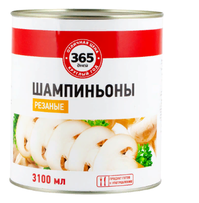 

Шампиньоны 365 дней резаные 3100 г