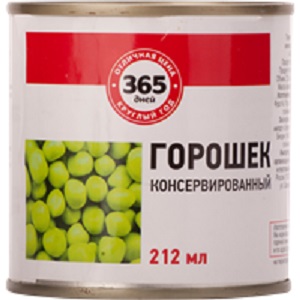 

Горошек 365 дней зеленый консервированный 212 г
