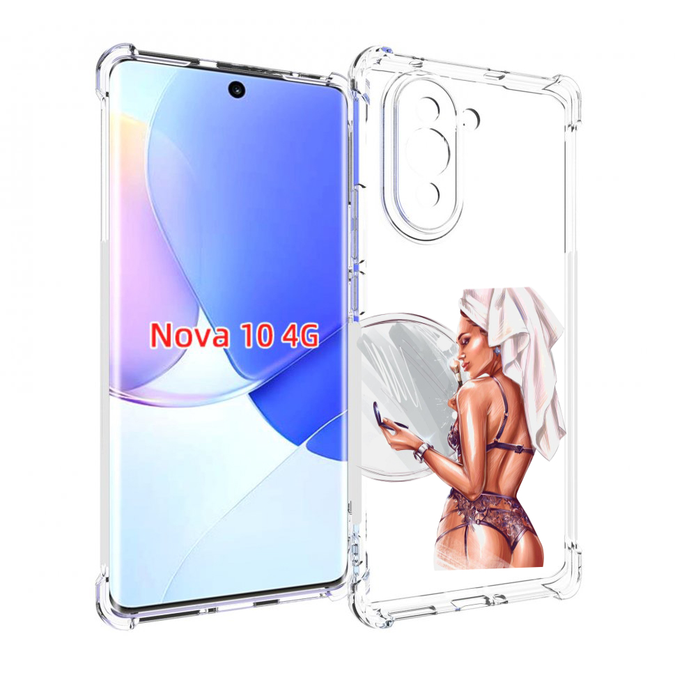 Чехол MyPads Девушка-с-полотенцем женский для Huawei Nova 10
