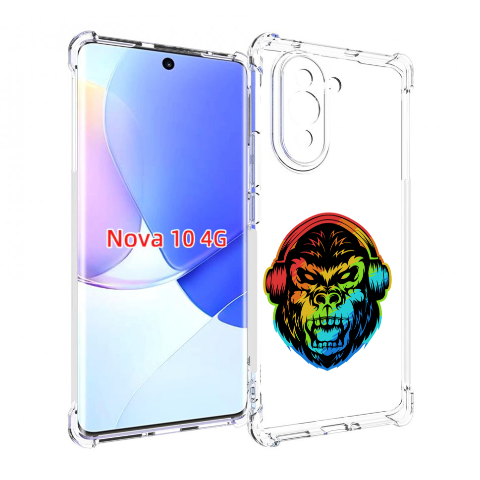 

Чехол MyPads Горилла-в-наушниках для Huawei Nova 10, Прозрачный, Tocco