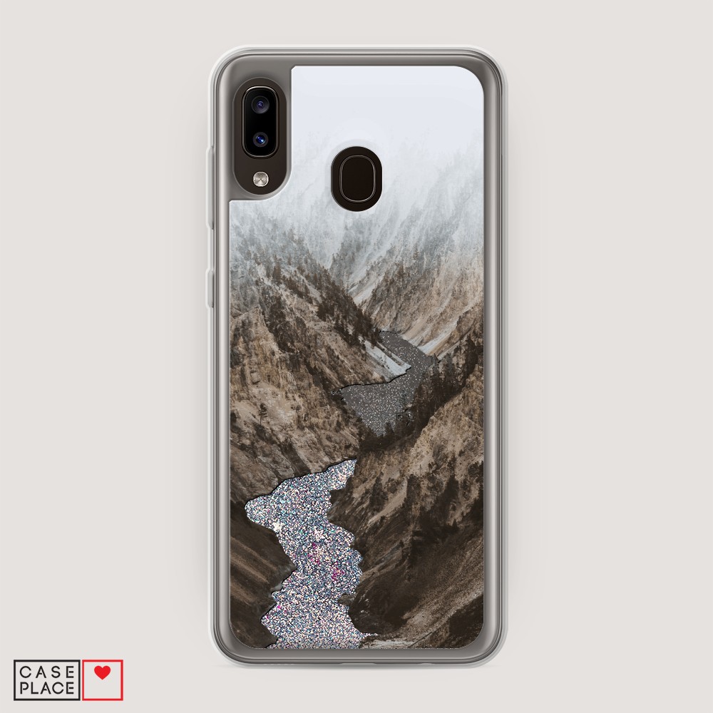 

Жидкий чехол с блестками "Горная река" на Samsung Galaxy A20, 27691-1
