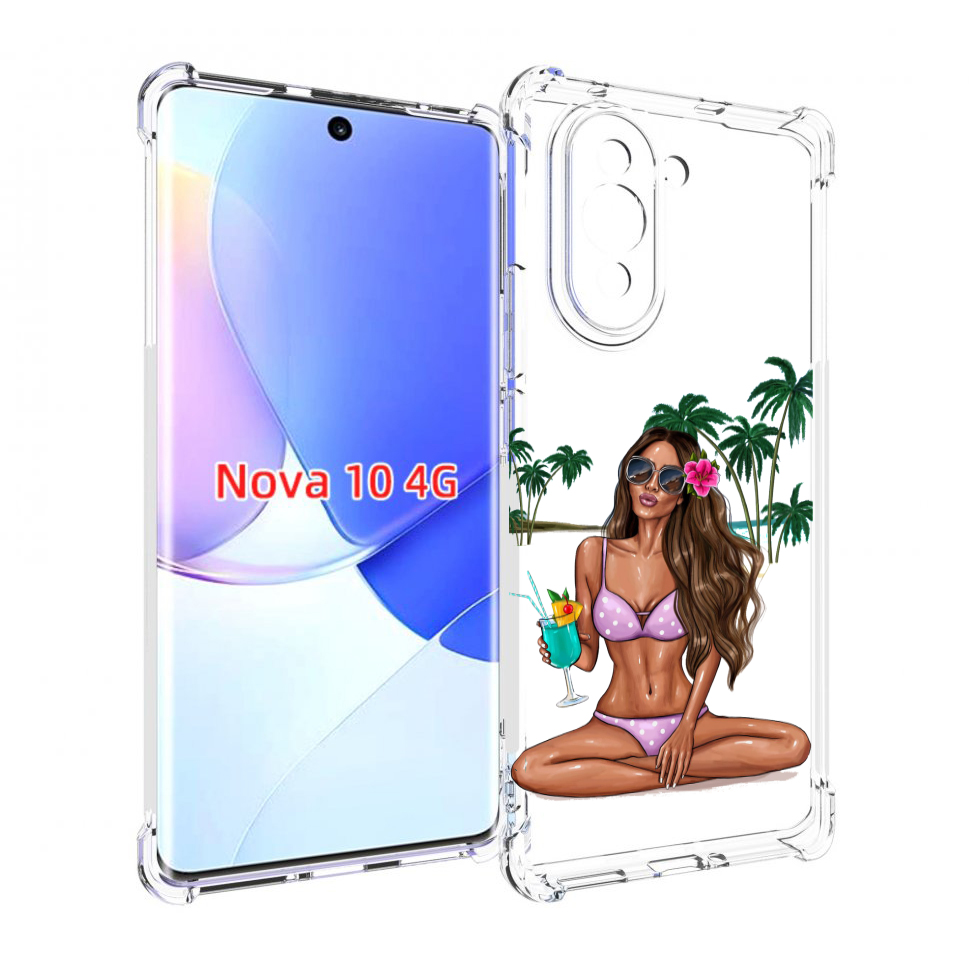 

Чехол MyPads Гавайская-девушка женский для Huawei Nova 10, Прозрачный, Tocco