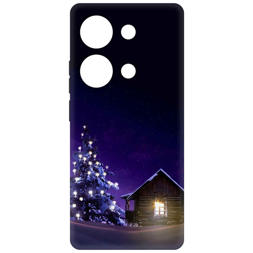 

Чехол-накладка Krutoff Soft Case Зимний домик для Poco M6 Pro 4G черный
