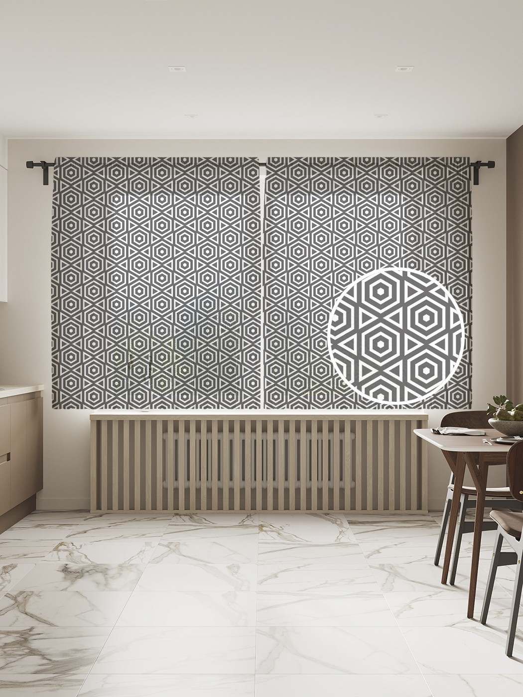 

Фототюль JoyArty "Геометрический паттерн" 145x180см, 2 полотна, лента, 50 крючков, Геометрический паттерн