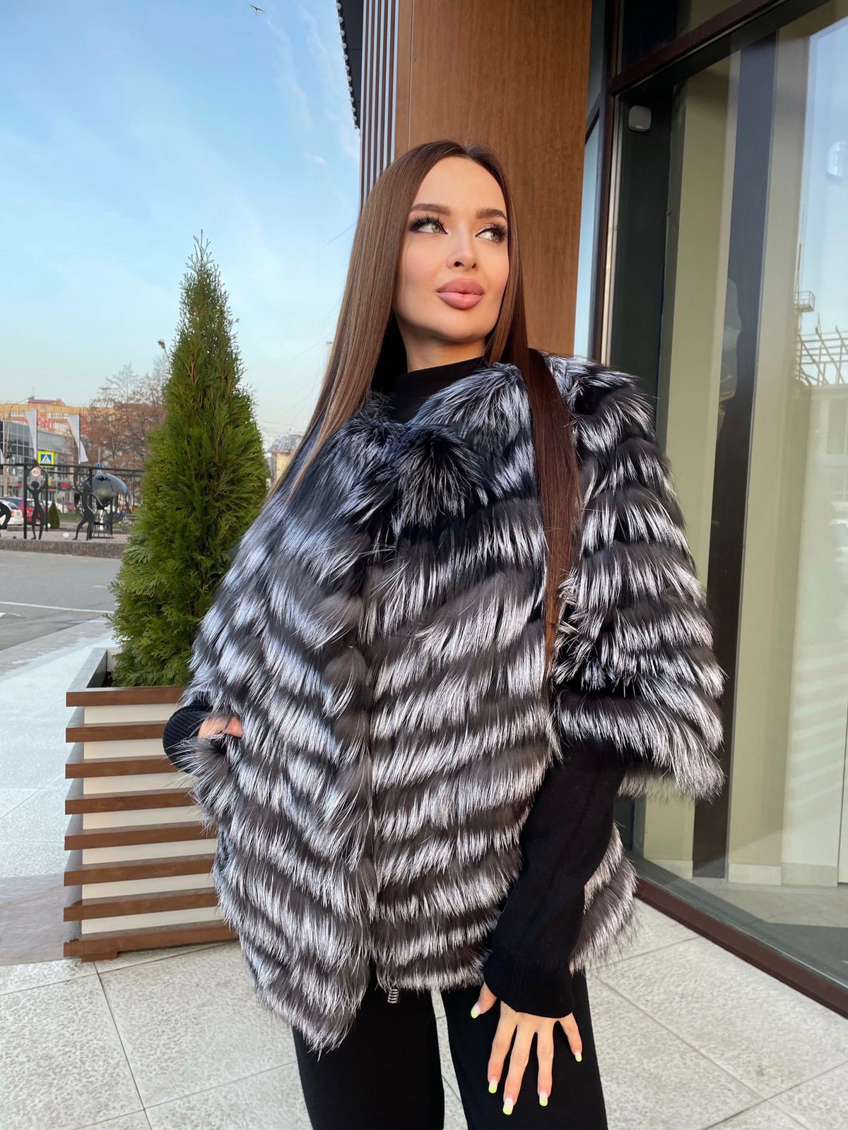 

Полушубок женский Sibilla Furs Huliganka серебристый 44-46, Huliganka