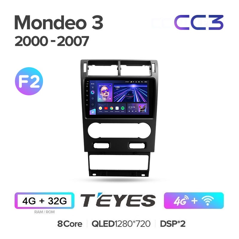 Автомобильная магнитола Teyes CC3 4/32Гб Ford Mondeo 2000 - 2007 климат ANDROID