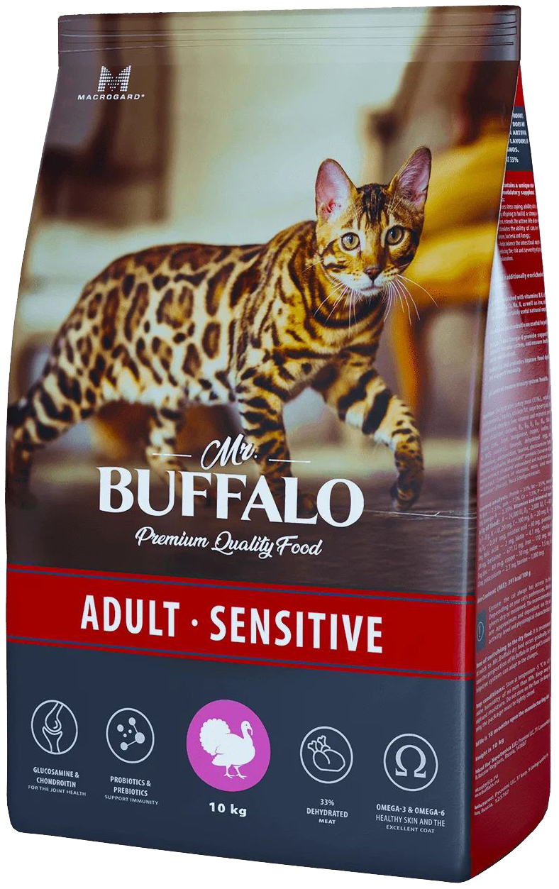 Сухой корм для кошек Mr.Buffalo Adult Sensitive индейка 10 кг