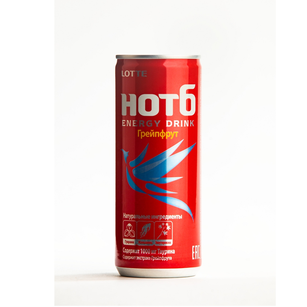 фото Напиток энергетический lotte hot6 грейпфрут безалкогольный 0,25 л