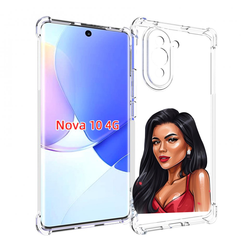 

Чехол MyPads Брюнетка-в-красном-платье для Huawei Nova 10, Прозрачный, Tocco