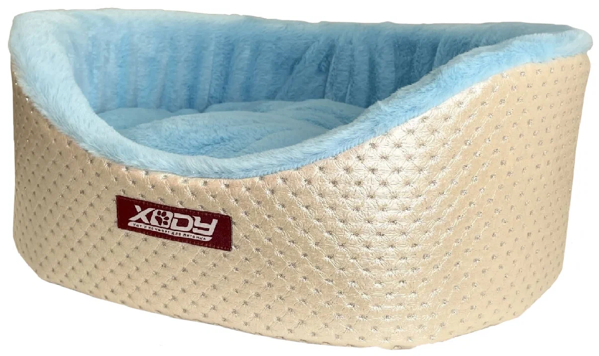 Лежак для собак и кошек Xody Премиум Жемчуг №2 49x38x16 см голубой